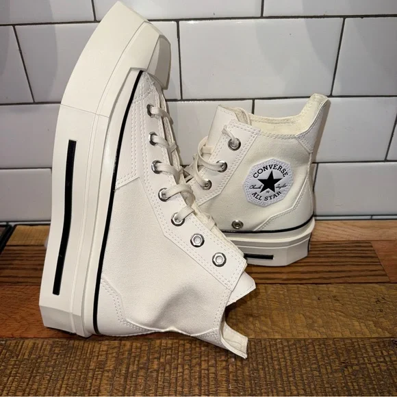 New Women's Converse Chuck 70 De Luxe Squared Hi Sneakers Egret White - A06436C - Picture 2 of 6